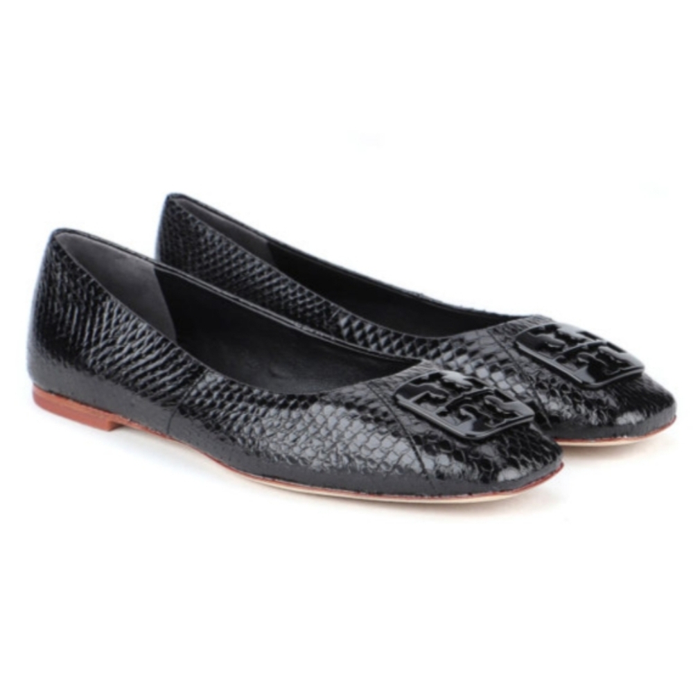 Tory Burch Black Snake Georgia Flats Size 10.5 - Picture 2 of 9